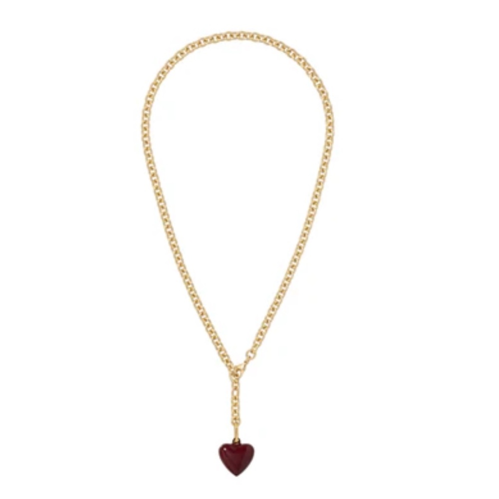 Roxanne Assoulin The Mini Puffy Heart Charm Necklace - Burgundy